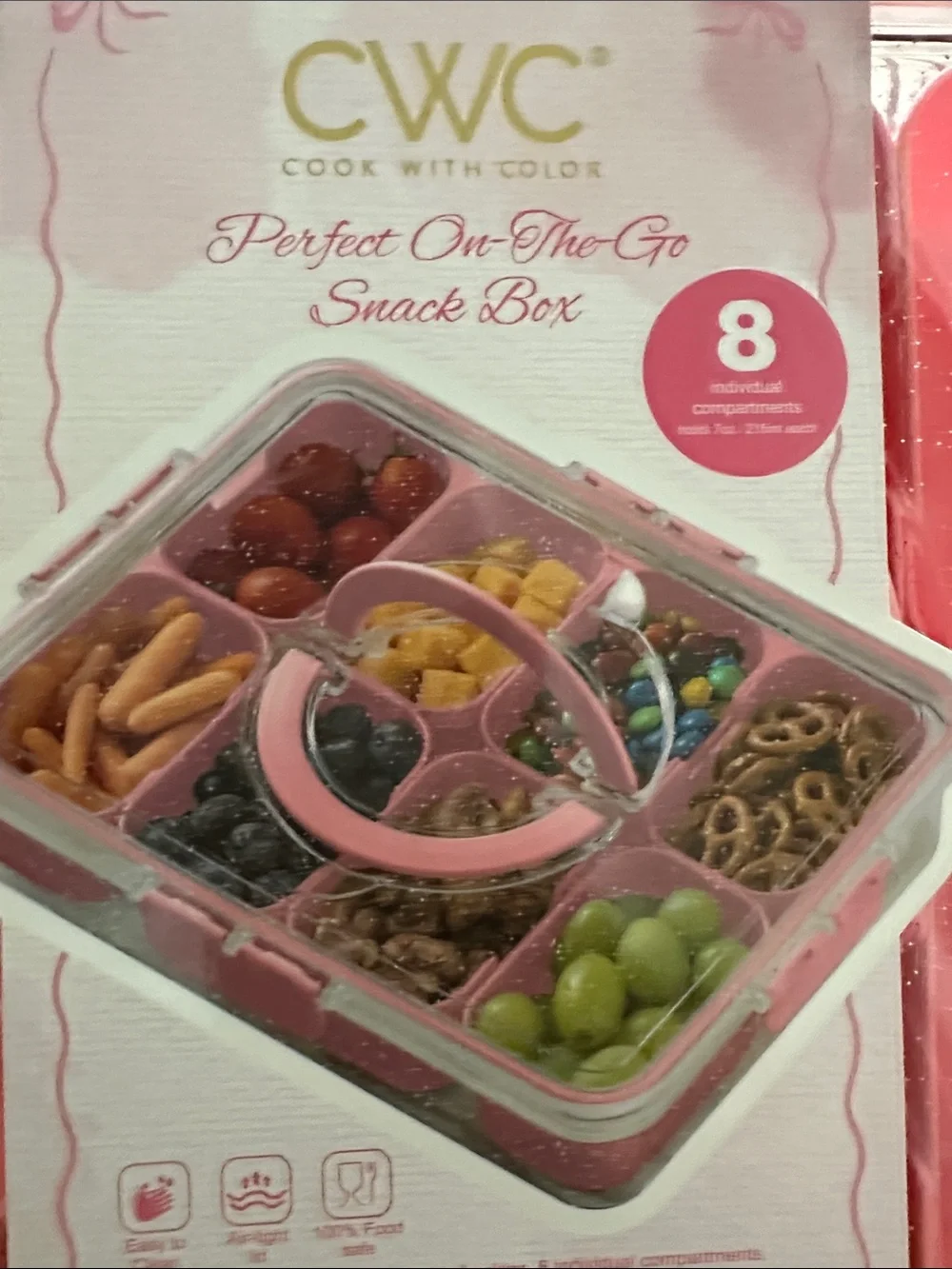 Pink 8-Compartment Meal Prep & Snack Organizer
